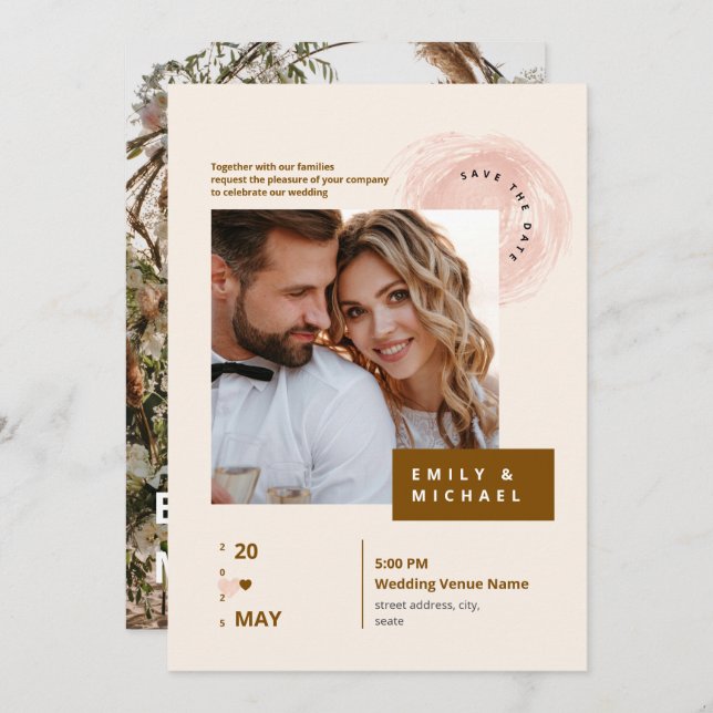 Elegant Photo Wedding Invitation | Customisable (Front/Back)