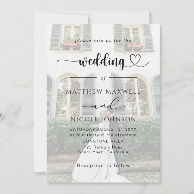 Elegant Photo Wedding Invitation Customizable (Front)