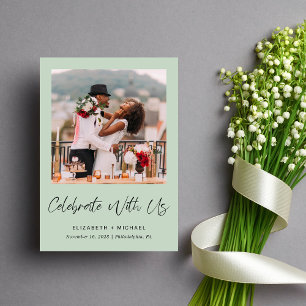 Elegant Photo Wedding Reception Sage Invitation