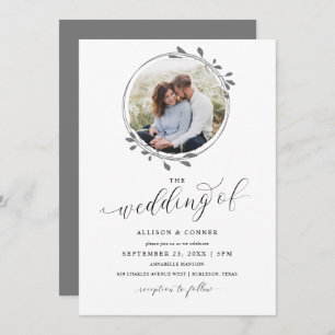 Elegant Photo Wedding Romantic Script Invitation