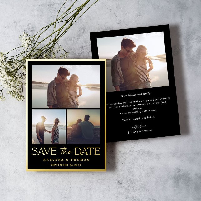 Elegant Photo Wedding Save the Date Black Gold (Creator Uploaded)