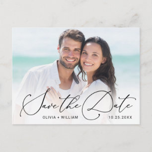 Elegant PHOTO Wedding Save the Date Postcard