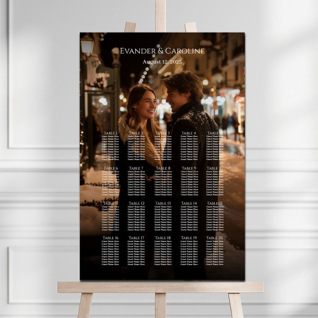 Elegant photo wedding seating chart 20 tables (Creator Uploaded)