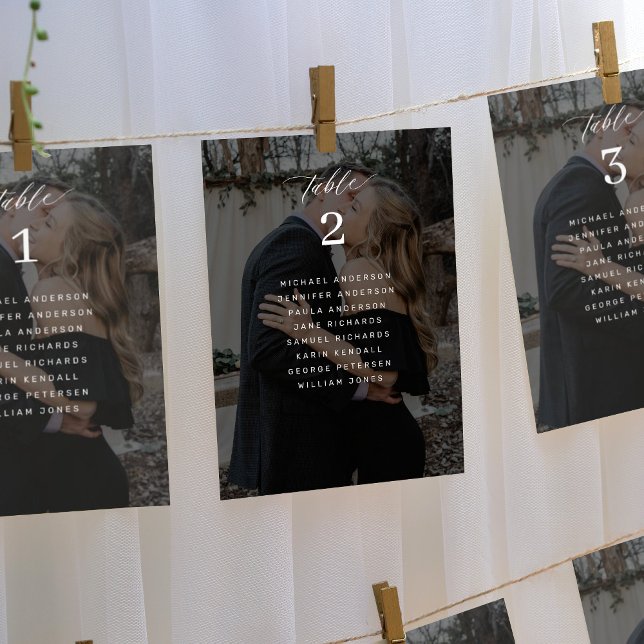 Elegant photo wedding table seating chart card (Creator Uploaded)
