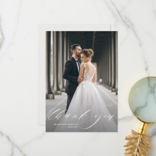 elegant photo wedding thank you card