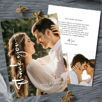Elegant Photo Wedding Thank You Card Personalised