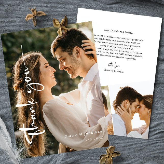 Elegant Photo Wedding Thank You Card Personalised (Creator Uploaded)