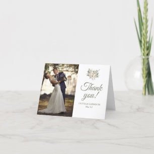 Elegant Photo Wedding Thank You Card – Sage Green 