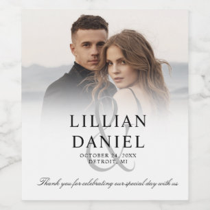 Elegant Photo Wedding Wine Label