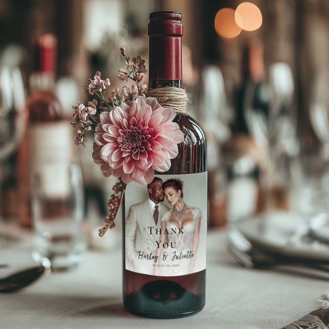 Elegant photo wedding wine label (Creator Uploaded)
