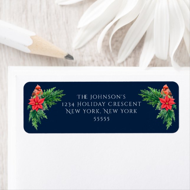Elegant Photo Winter Greenery Return Address Label (Insitu)