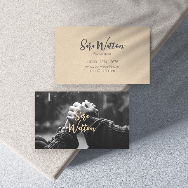 Elegant Photographer Simple Style Brown Pattern Business Card (Creator Uploaded)