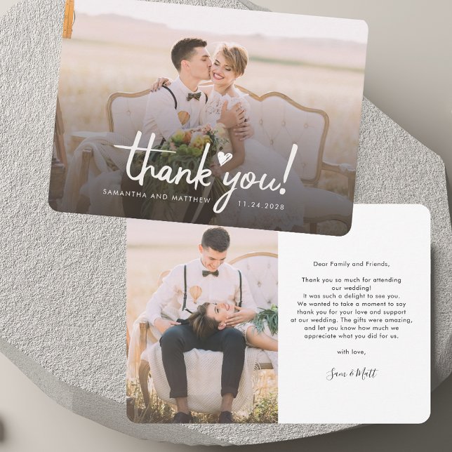 Elegant Photos Handwritten Wedding Thank You Card (Elegant Photos Handwritten Wedding Thank You Note Card)