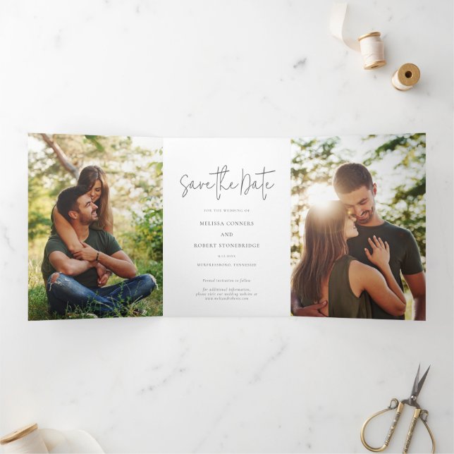 Elegant Photos Wedding Save The Date Card (Inside)
