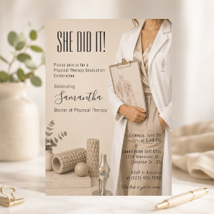 Elegant Physical Therapy Graduation Invitation