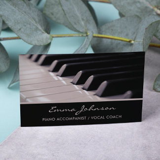 Elegant Pianist Music Teacher Piano Keys Business Card