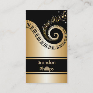 Elegant Piano Keys and Music Notes Business Card