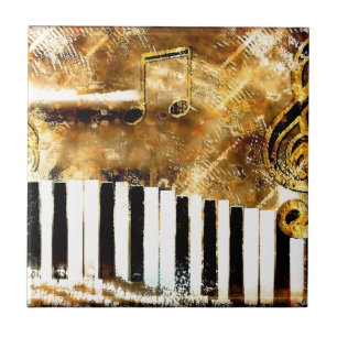 Elegant Piano Music & Notes Ceramic Tile