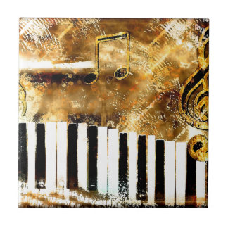 Elegant Piano Music & Notes Ceramic Tile