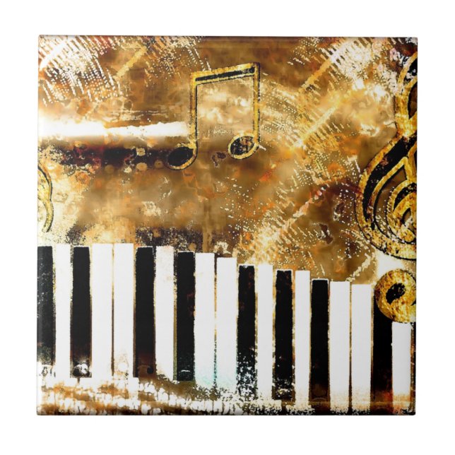 Elegant Piano Music & Notes Ceramic Tile (Front)