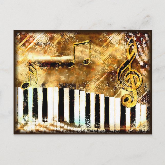 Elegant Piano Music & Notes Postcard (Front)