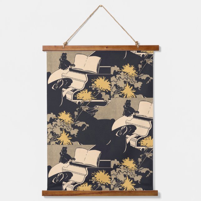 Elegant Piano Player Hanging Tapestry (Front)