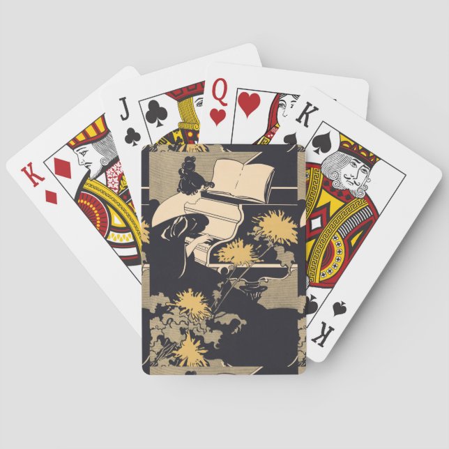 Elegant Piano Player Playing Cards (Back)