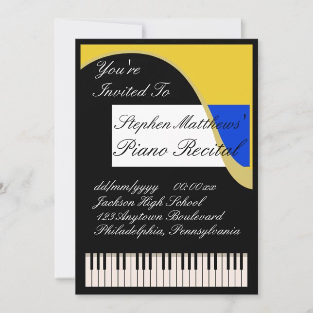 Elegant Piano Recital Invitation (Front)
