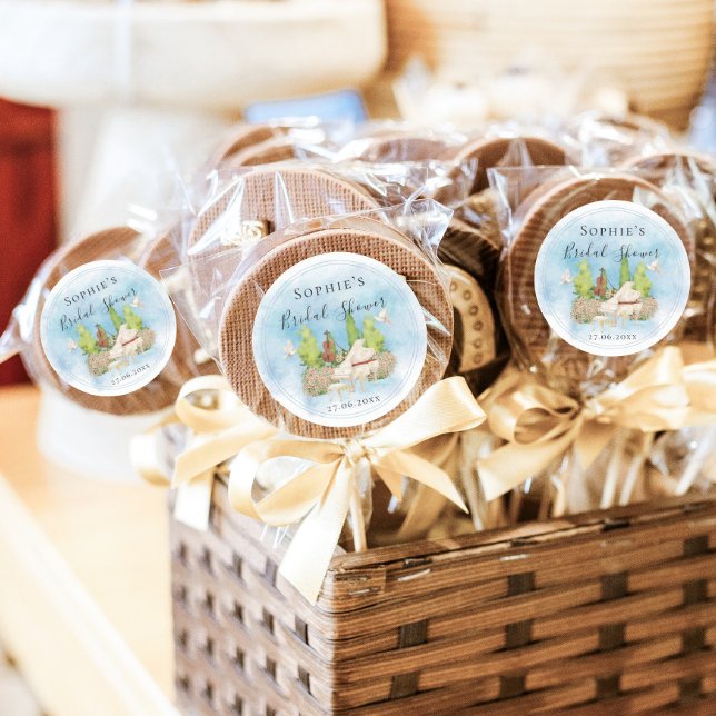 Elegant Piano Violin Doves flowers Bridal Shower Classic Round Sticker (Creator Uploaded)