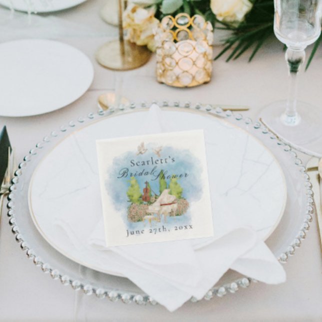 Elegant Piano Violin doves  flowers Bridal Shower Napkin (Creator Uploaded)