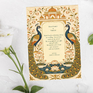 Elegant Pichwai Indian Wedding Thank You Card