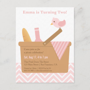 Elegant Picnic Girls Birthday Party Invitations