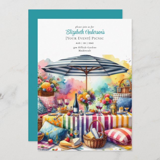 Elegant Picnic Party Birthday Retirement ANY Event Invitation (Front/Back)