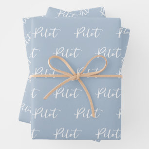 Elegant Pilot Brush Script Typography Wrapping Paper Sheet