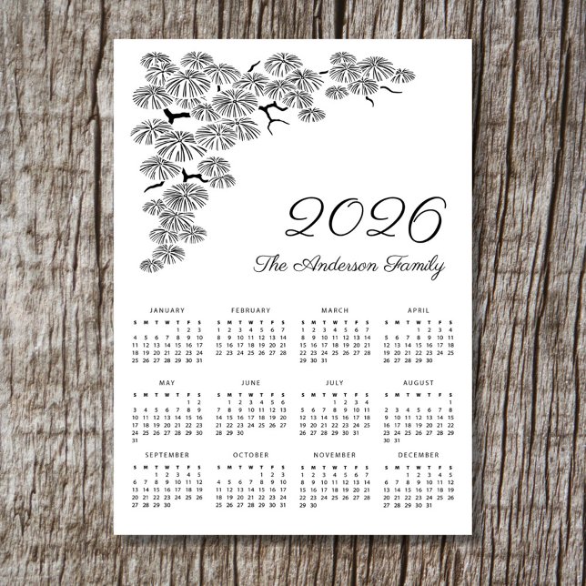 Elegant Pine Branch Botanical Calendar 2026 (Creator Uploaded)