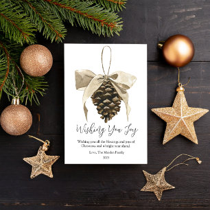 Elegant Pine Christmas Flat  Holiday Card