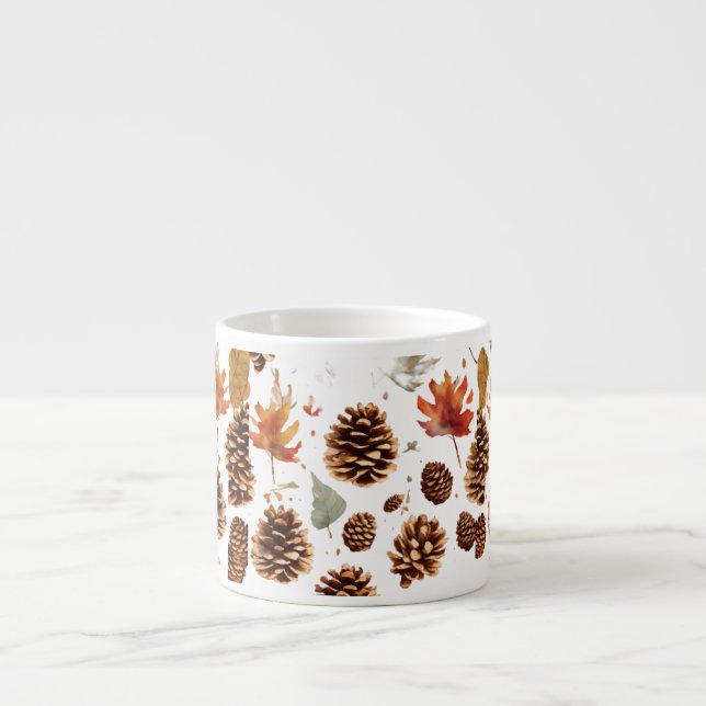 Elegant Pine Cone Espresso Mug– Celebrating Nature Cup (Front)