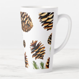 Elegant Pine Cone Outline Latte Mug, 17oz Mug