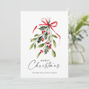 Elegant Pine Cones Branch Christmas Corporate Holiday Card