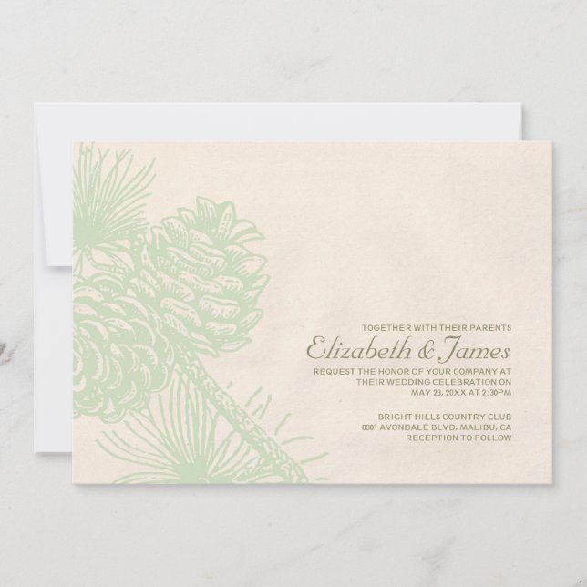 Elegant Pine Cones Wedding Invitations (Front)
