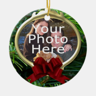 Elegant Pine Custom Photo Christmas Ornament