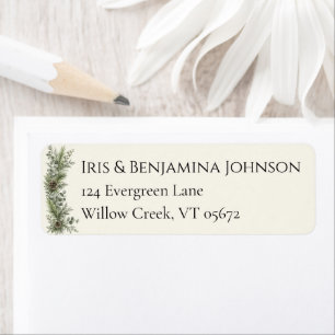Elegant Pine & Evergreen Winter Botanica Holiday Return Address Label