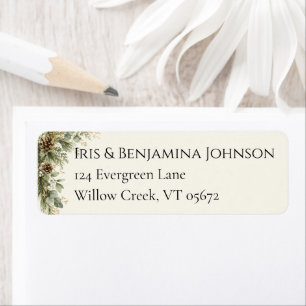 Elegant Pine & Evergreen Winter Botanica Return Address Label