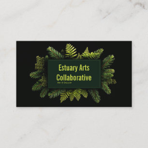Elegant Pine Fern Evergreen Black Botanical Business Card