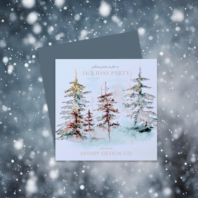 Elegant Pine Forest Corporate Christmas Party Invitation (Creator Uploaded)