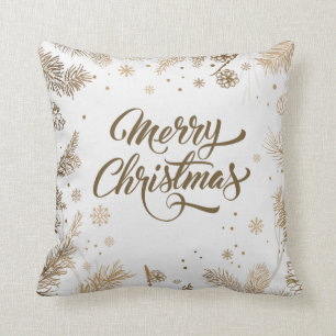 Elegant Pine Leaves & Cones Holiday   Throw Pillow
