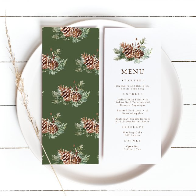 Elegant Pine Menu (Elegant Pine Watercolor Wedding Menu by Painted Paperie
)