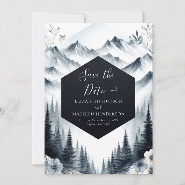 Elegant Pine Mountain Wedding Save The Date (Front)