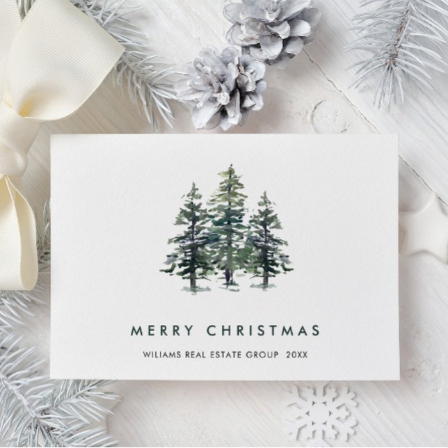 Elegant Pine Tree Christmas Company Greeting Holiday Card (Creator Uploaded)
