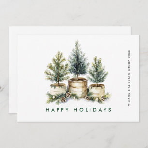 Elegant Pine Tree Christmas Company Greeting Holiday Card